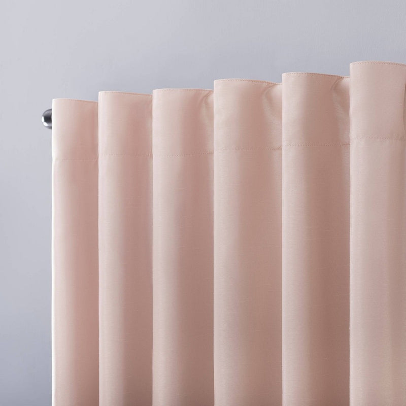84"x50" Evelina Faux Dupioni Silk Thermal Extreme 100% Blackout Back Tab Curtain Panel Blush Pink - Sun Zero