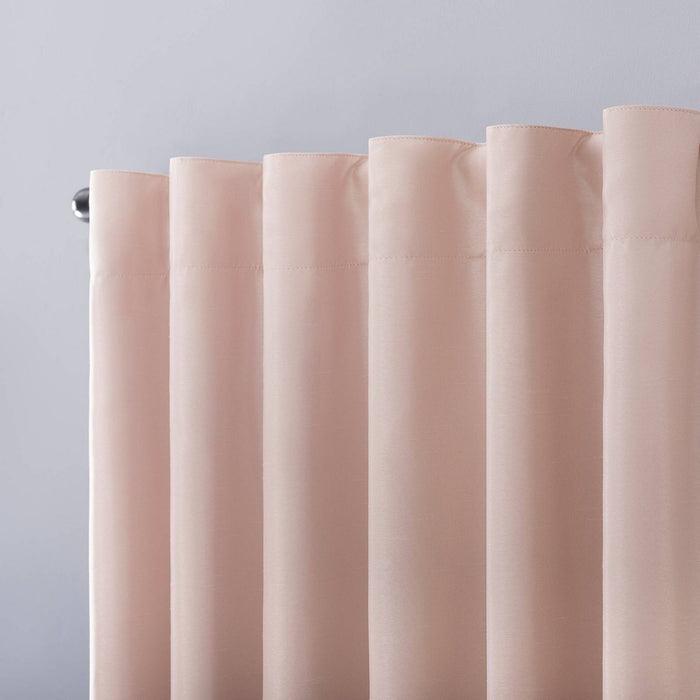 84"x50" Evelina Faux Dupioni Silk Thermal Extreme 100% Blackout Back Tab Curtain Panel Blush Pink - Sun Zero