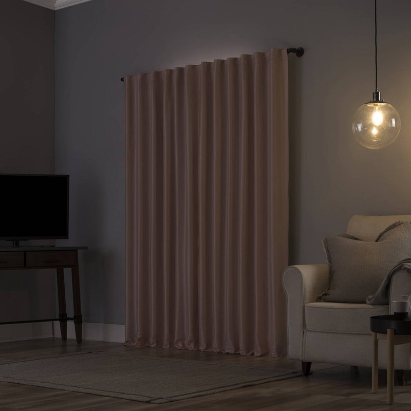 84"x50" Evelina Faux Dupioni Silk Thermal Extreme 100% Blackout Back Tab Curtain Panel Blush Pink - Sun Zero