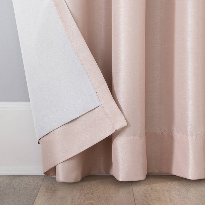 84"x50" Evelina Faux Dupioni Silk Thermal Extreme 100% Blackout Back Tab Curtain Panel Blush Pink - Sun Zero