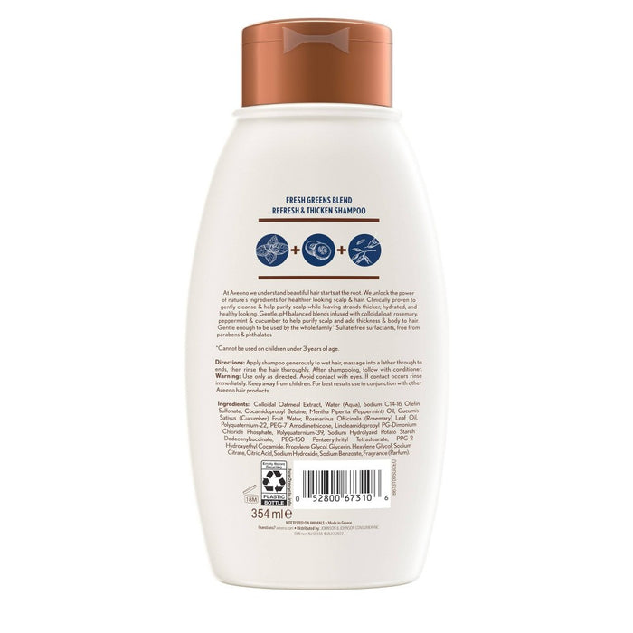 Aveeno Scalp Soothing Fresh Greens Blend Shampoo Clarifying & Volumizing Shampoo for Thin or Fine Hair - 12 fl oz