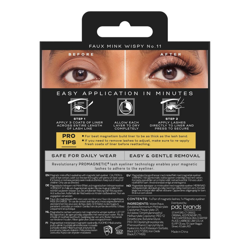 Eylure Promagnetic 10 Magnet Wispy No. 11 False Eyelashes with Felt Tip Eyeliner - 1 Pair