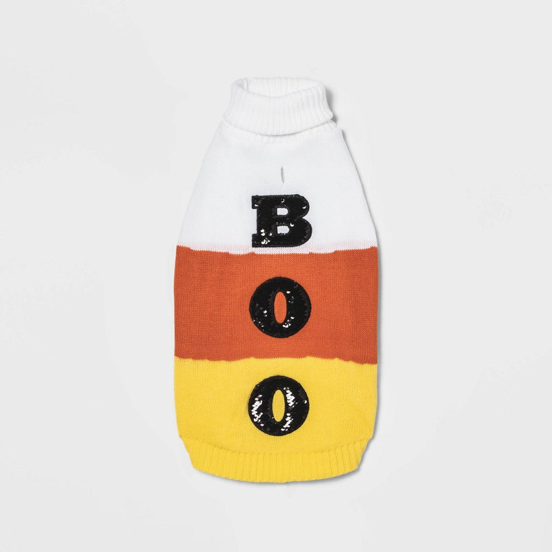 Halloween Candy Corn Boo Dog Sweater - L - Hyde & EEK! Boutique