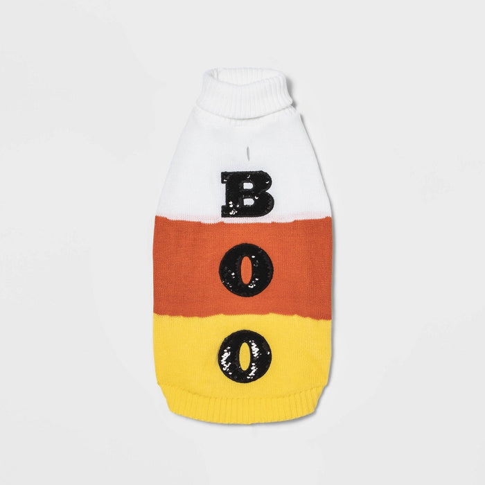 Halloween Candy Corn Boo Dog Sweater - L - Hyde & EEK! Boutique