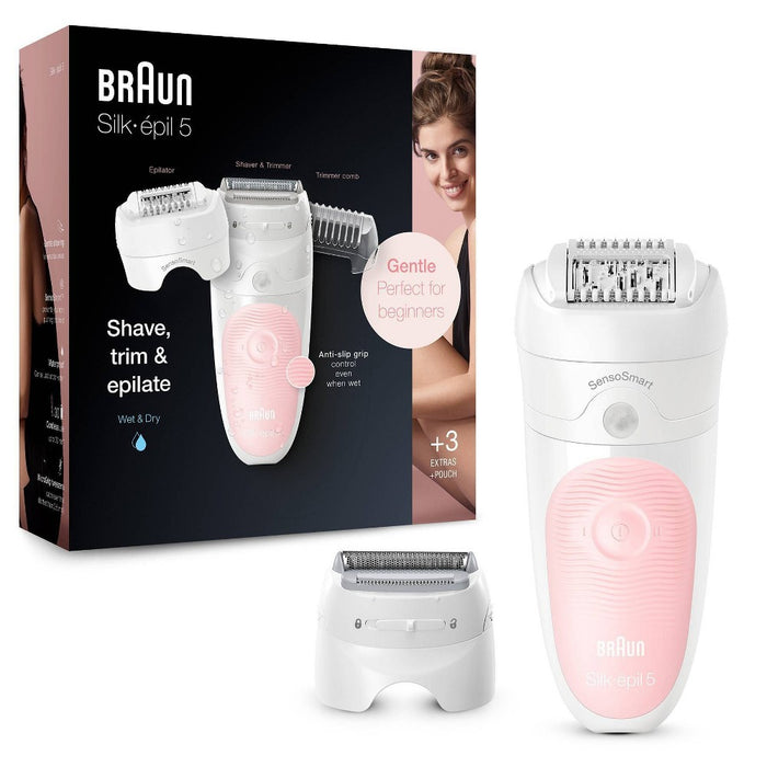 Braun Silk-epil 5-620 3-in-1 Women's Cordless Wet & Dry Epilator + 4 Extra Accessories