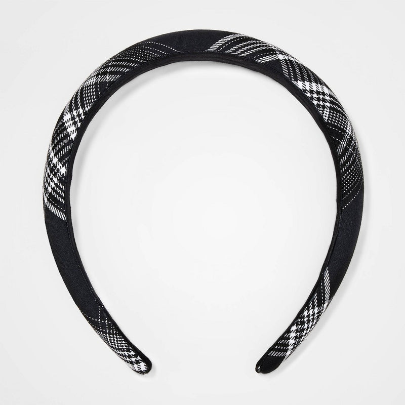 Girls' Plaid Puff Headband - art class Black