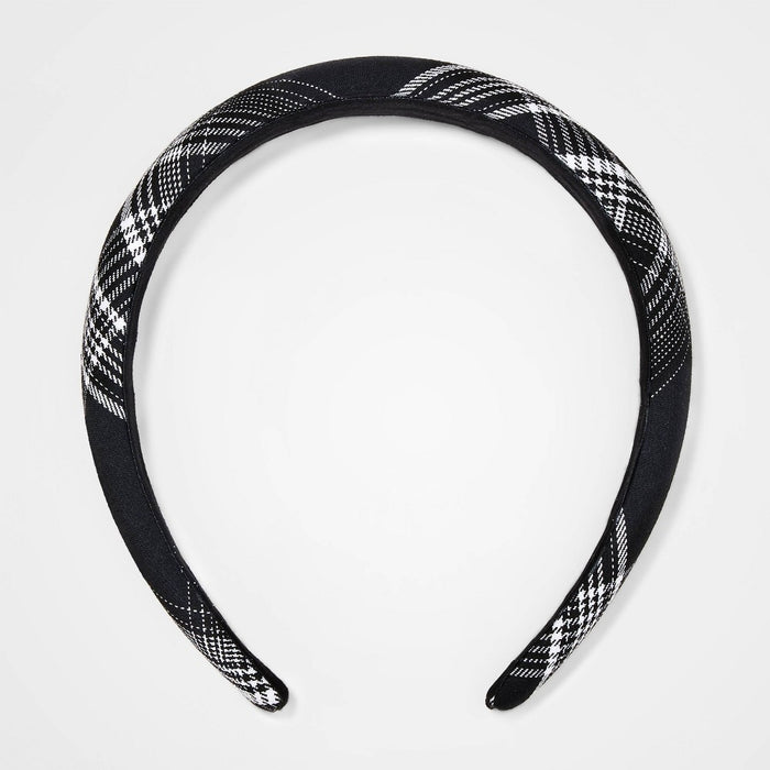 Girls' Plaid Puff Headband - art class Black