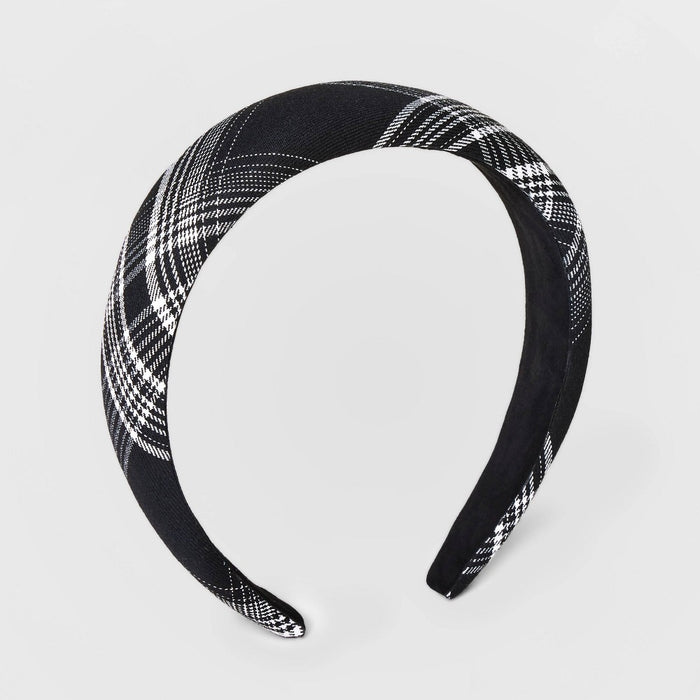 Girls' Plaid Puff Headband - art class Black
