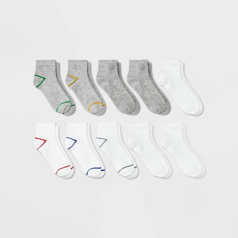 Kids' 10pk Ankle Socks - Cat & Jack XS/S