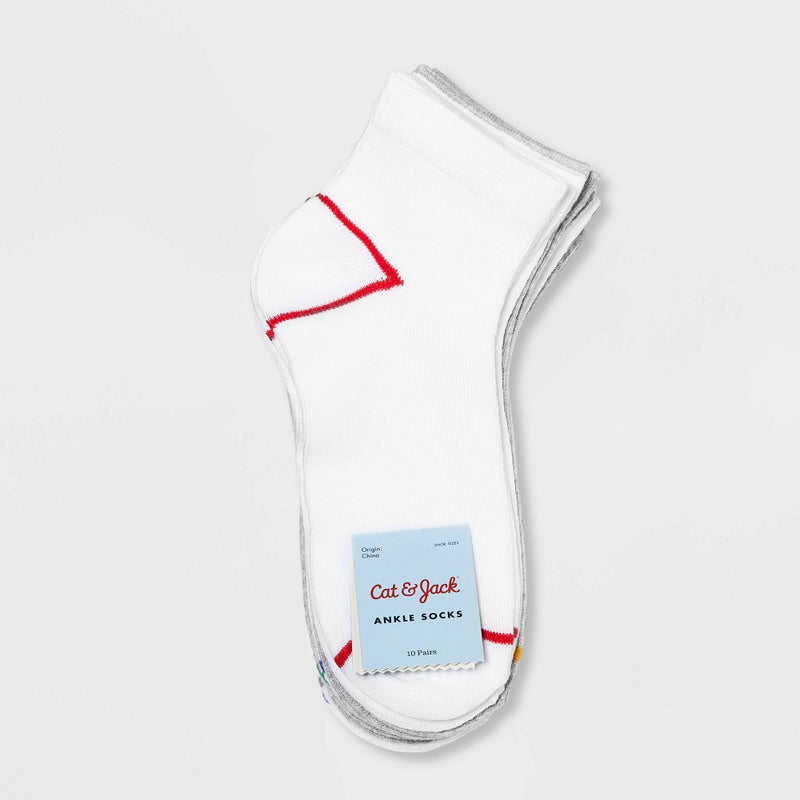 Kids' 10pk Ankle Socks - Cat & Jack XS/S