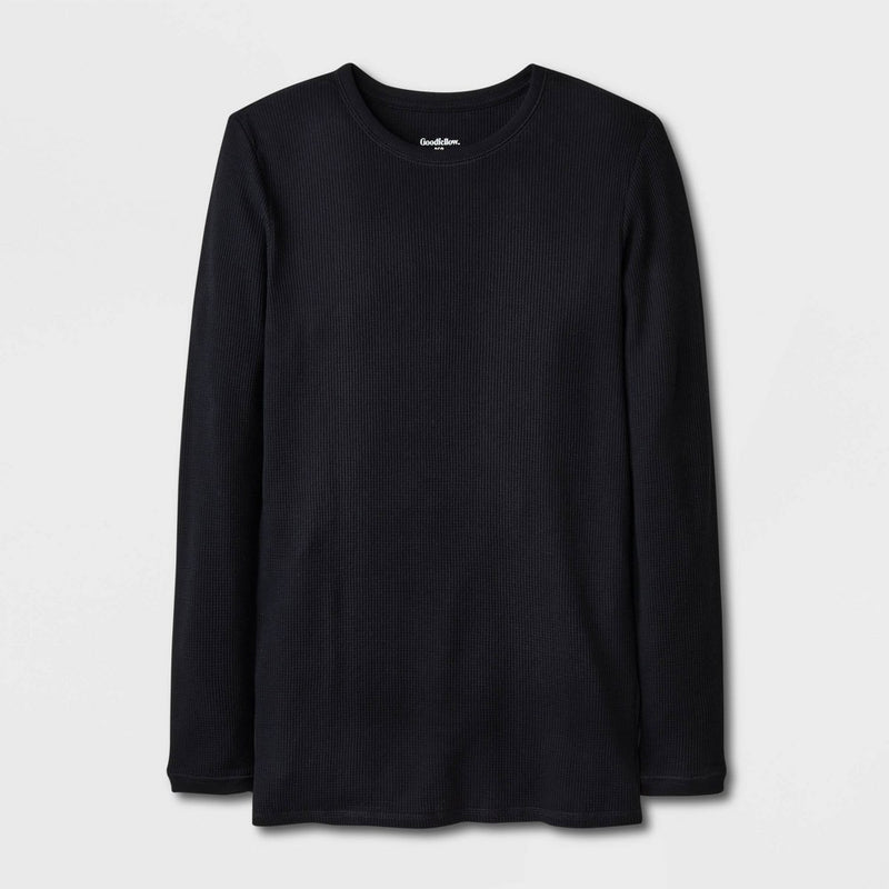 Men's Relaxed Fit Long Sleeve Thermal Underwear Shirt - Goodfellow & Co Black L