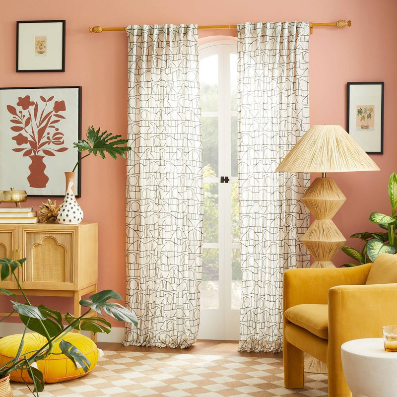 1pc 54"x95" Light Filtering Embroidery Bridges Window Curtain Panel White - Opalhouse designed with Jungalow