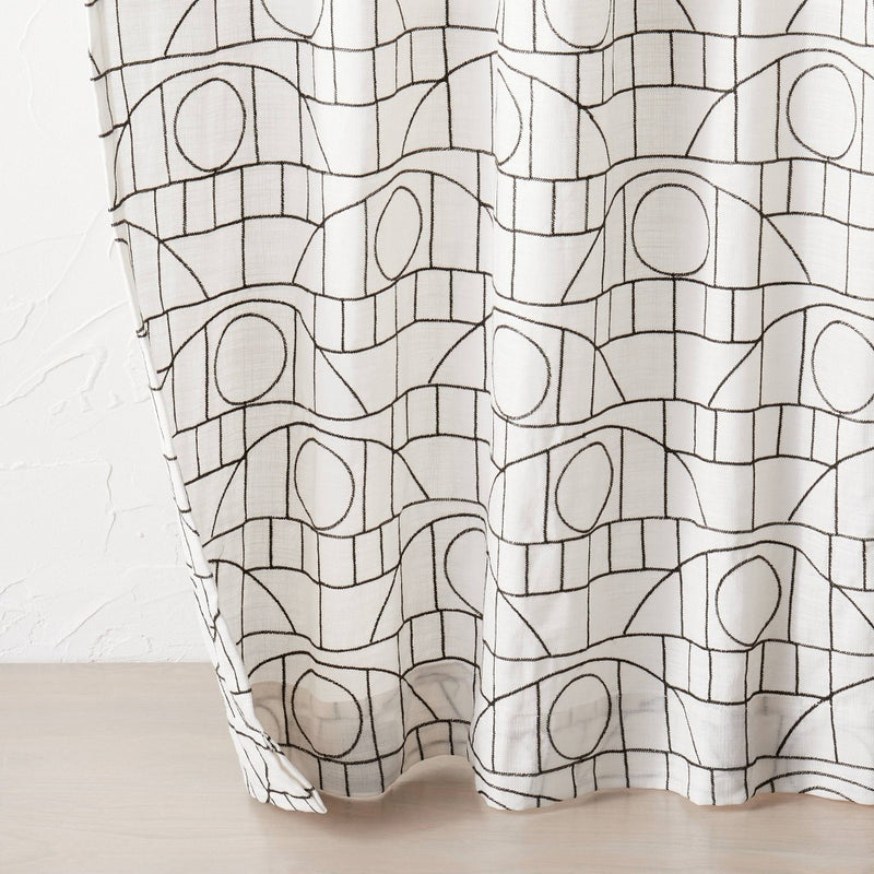 1pc 54"x95" Light Filtering Embroidery Bridges Window Curtain Panel White - Opalhouse designed with Jungalow
