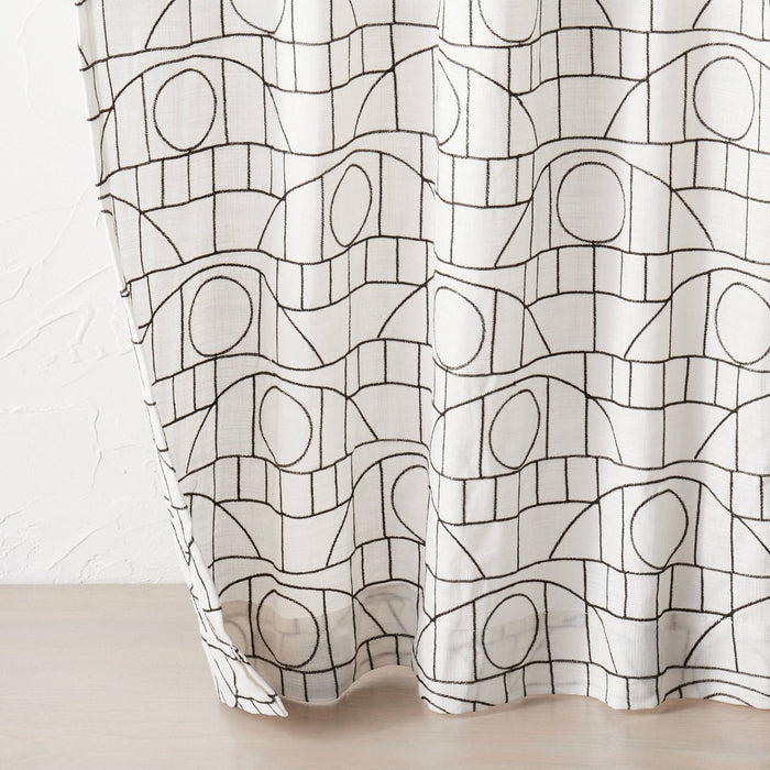 1pc 54"x95" Light Filtering Embroidery Bridges Window Curtain Panel White - Opalhouse designed with Jungalow