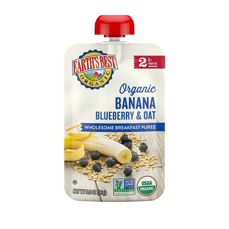 Earth's Best Organic Blueberry Banana Flax & Oat Baby Food Pouch - 3.5oz