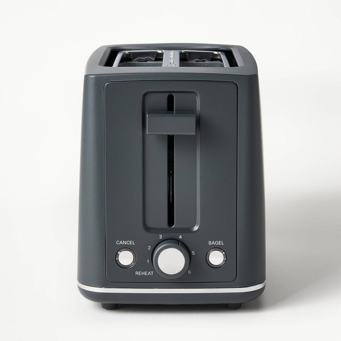 2 Slice Toaster with Thin Chrome Band Bottom Gray - Figmint6