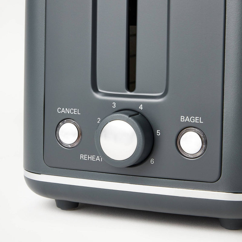 2 Slice Toaster with Thin Chrome Band Bottom Gray - Figmint6
