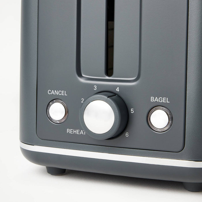 2 Slice Toaster with Thin Chrome Band Bottom Gray - Figmint6