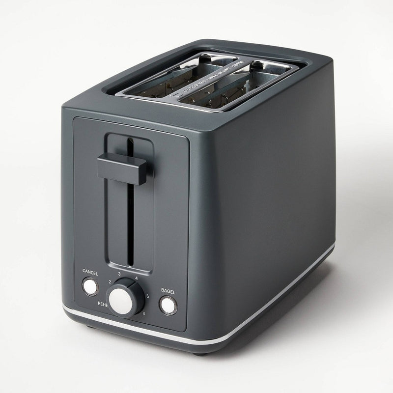 2 Slice Toaster with Thin Chrome Band Bottom Gray - Figmint6