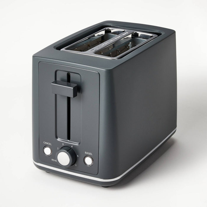 2 Slice Toaster with Thin Chrome Band Bottom Gray - Figmint6