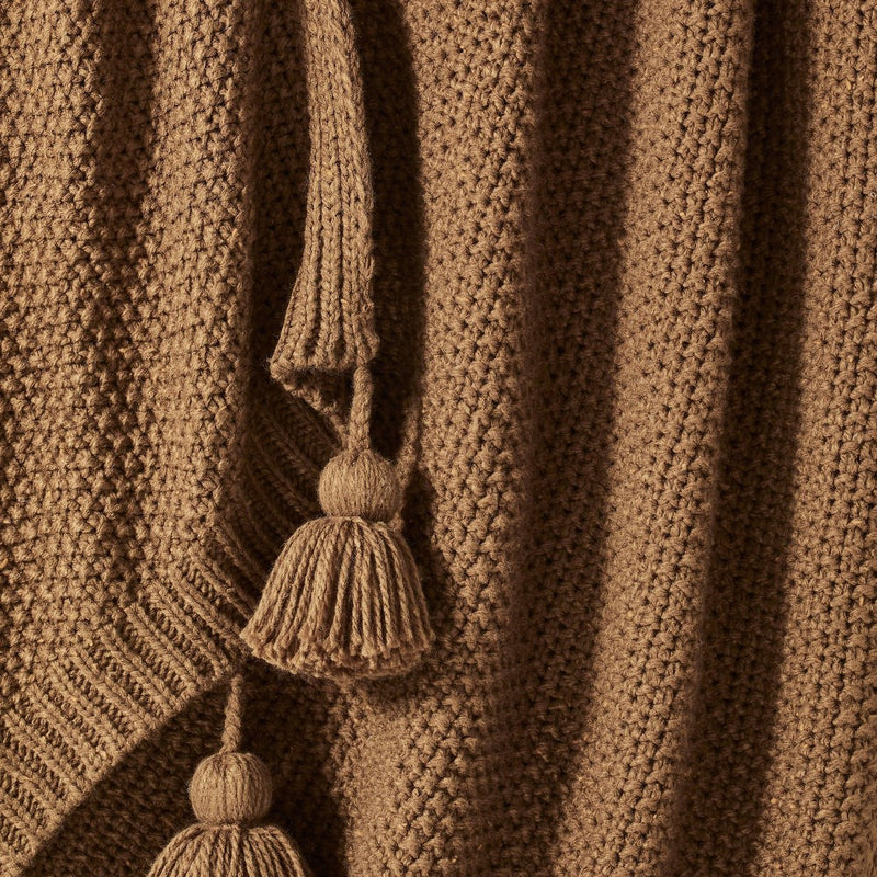 Knit Throw with Pom Tassels Throw Blanket Brown - Threshold designed with Studio McGee