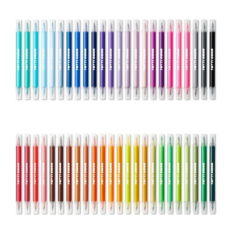 48ct Dual-Tip Brush Marker Set in Plastic Case - Mondo Llama