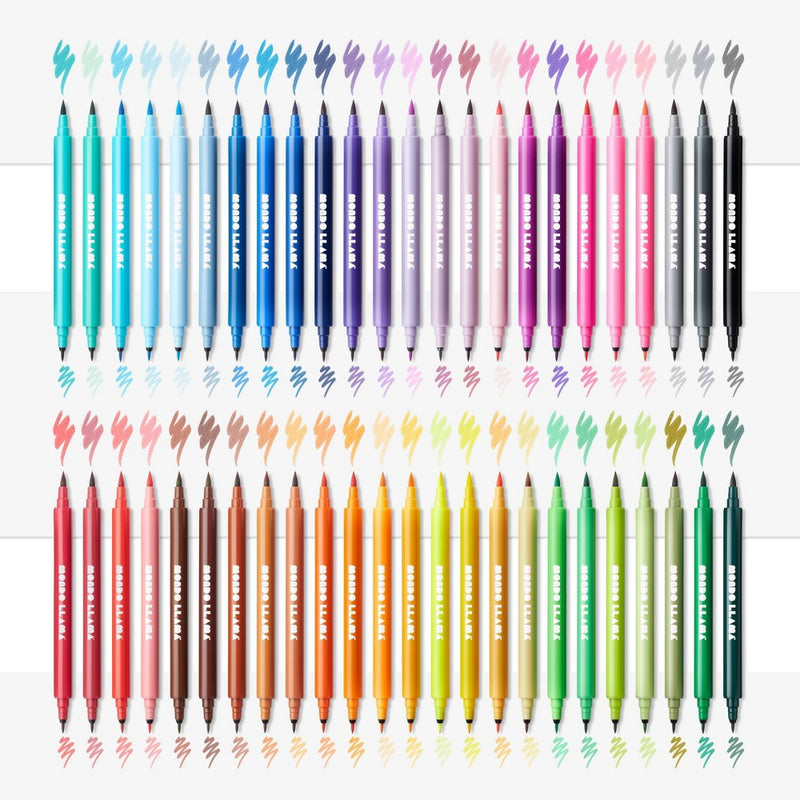 48ct Dual-Tip Brush Marker Set in Plastic Case - Mondo Llama