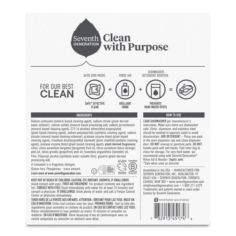 Seventh Generation Fresh Citrus Natural Power + Dishwasher Detergent Packs - 40ct