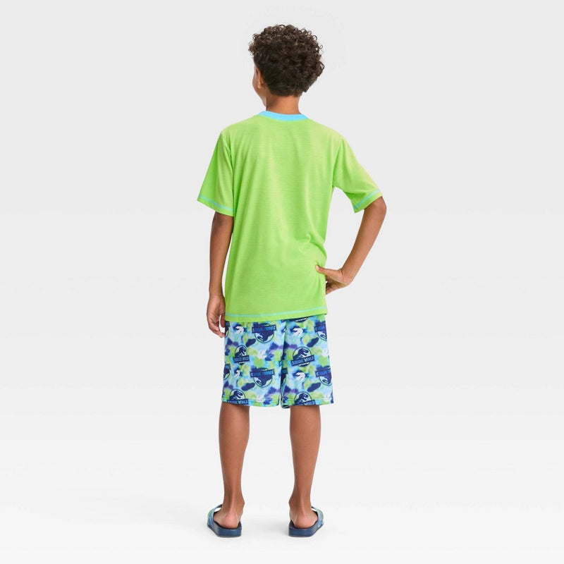 Boys' Jurassic World 2pc Pajama Set with Slide Sandals - Green 8