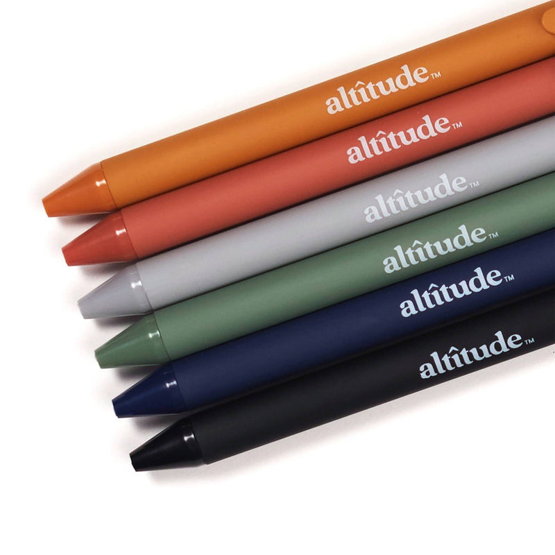 Altitude 6ct Ballpoint Retractable Pens Assorted Color Matte Finish Black Ink