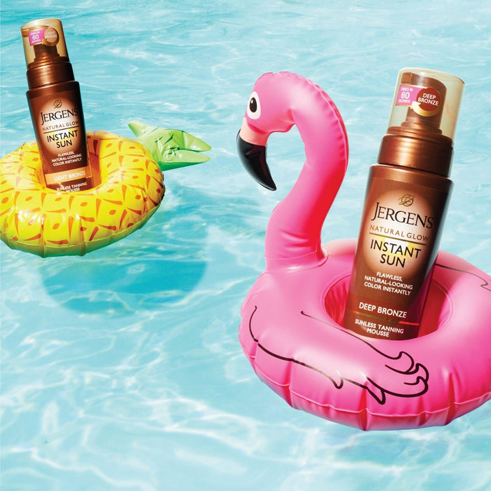 Jergens Natural Glow Instant Sun Sunless Tanning Mousse, Deep Bronze Tan, Sunless Tanner Mousse - 6 fl oz