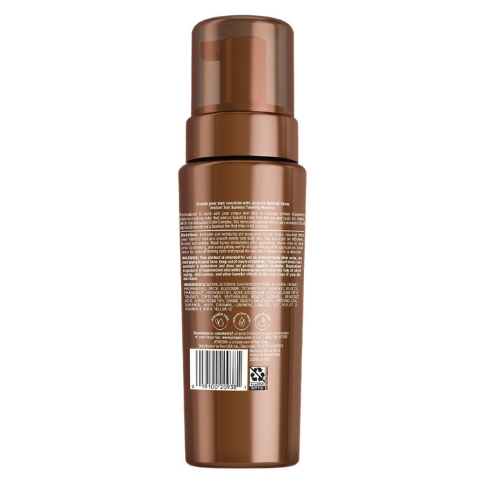 Jergens Natural Glow Instant Sun Sunless Tanning Mousse, Deep Bronze Tan, Sunless Tanner Mousse - 6 fl oz