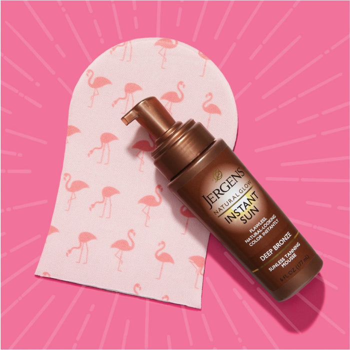 Jergens Natural Glow Instant Sun Sunless Tanning Mousse, Deep Bronze Tan, Sunless Tanner Mousse - 6 fl oz