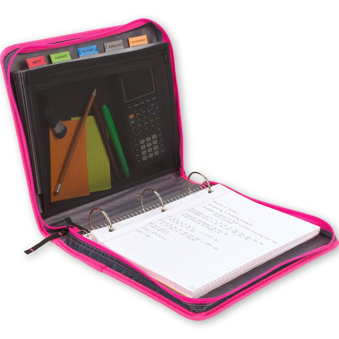2" Sewn Zipper Binder with Expansion Panel Navy/Pink - Five Star