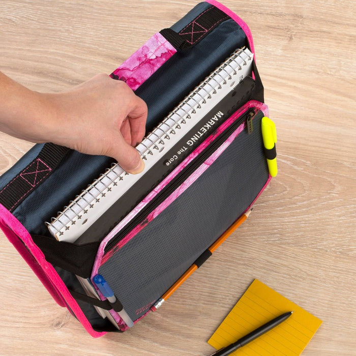 2" Sewn Zipper Binder with Expansion Panel Navy/Pink - Five Star