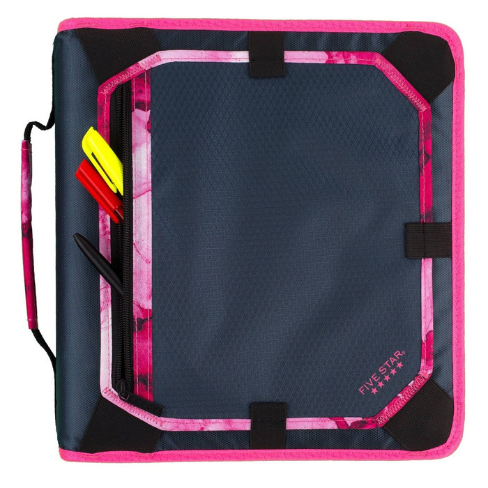 2" Sewn Zipper Binder with Expansion Panel Navy/Pink - Five Star