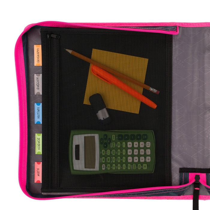 2" Sewn Zipper Binder with Expansion Panel Navy/Pink - Five Star