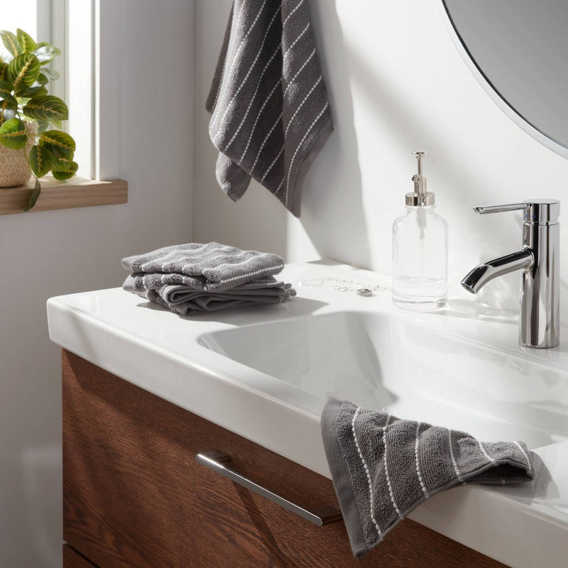 4pc Performance Plus Washcloths Dark Gray Striped - Threshold