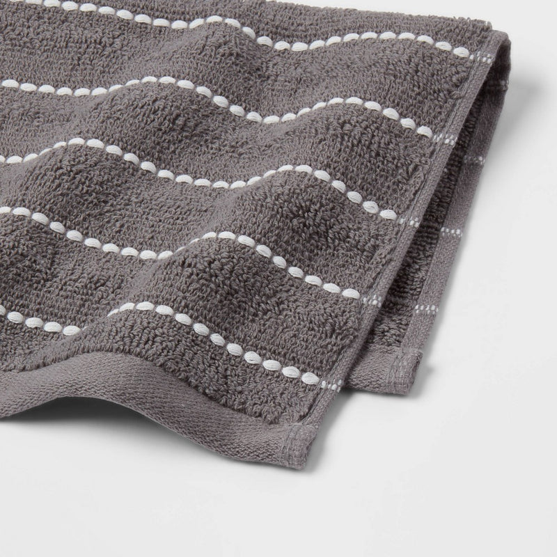 4pc Performance Plus Washcloths Dark Gray Striped - Threshold
