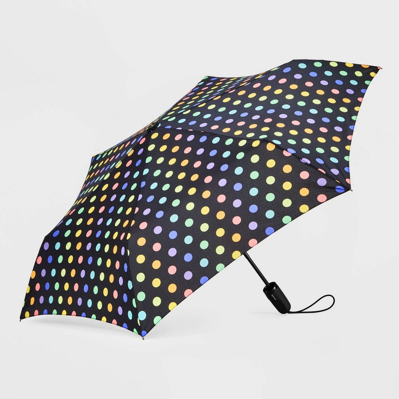 ShedRain Polka Dots Auto Open Auto Close Compact Umbrella - Rainbow
