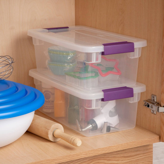 Sterilite 6 Qt Clear View Box Clear with Latches Purple