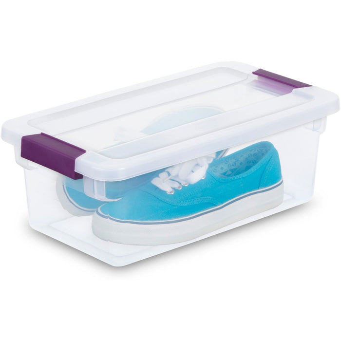 Sterilite 6 Qt Clear View Box Clear with Latches Purple