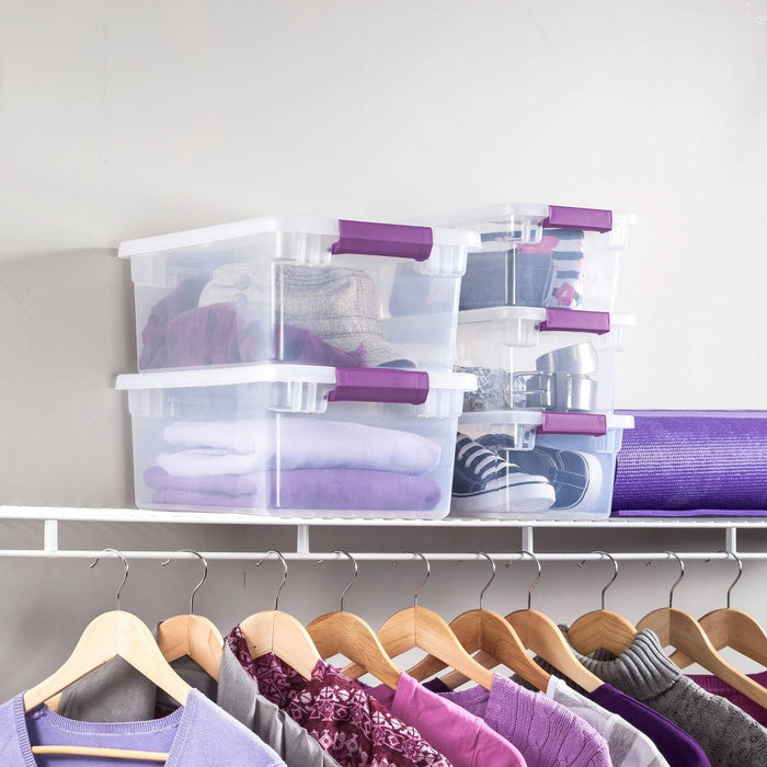Sterilite 6 Qt Clear View Box Clear with Latches Purple
