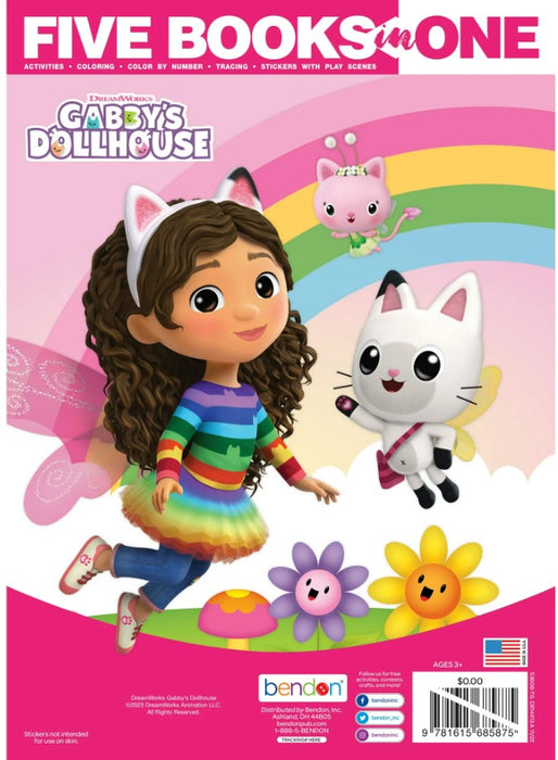 Gabby's Dollhouse 144-Page 5-in-1 Coloring Book, Paperback, by Bendon