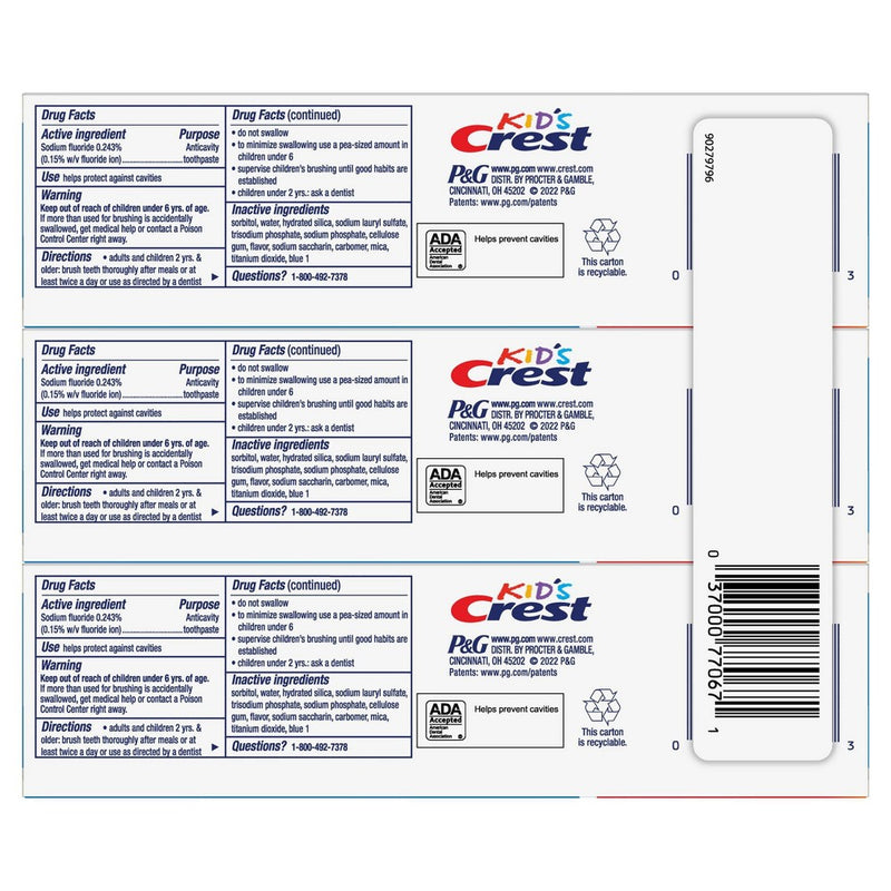 Crest Kids' Cavity Protection Sparkle Fun Flavor Toothpaste - 4.6oz/3pk