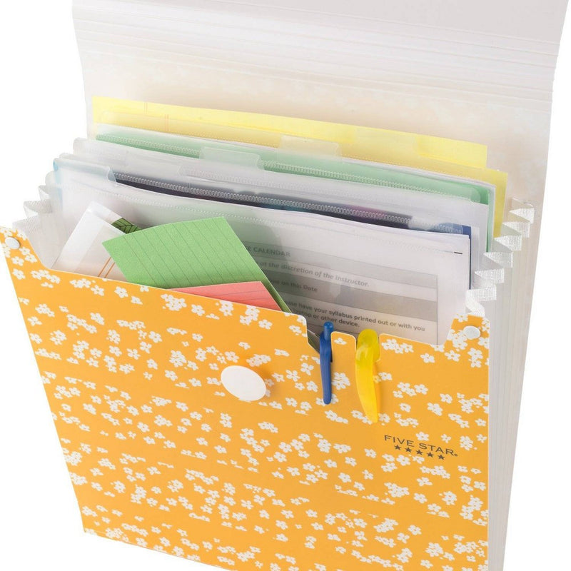 Five Star Mod Daisy 7-Pocket Vertical Expanding File Yellow Stripes