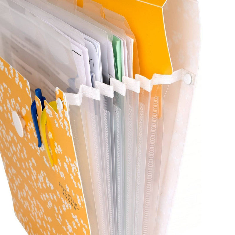 Five Star Mod Daisy 7-Pocket Vertical Expanding File Yellow Stripes