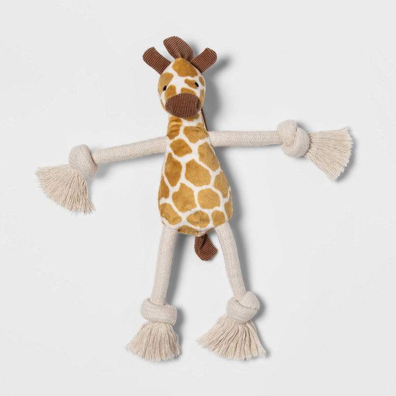 Giraffe Plush/Rope Dog Toy - M - Boots & Barkley
