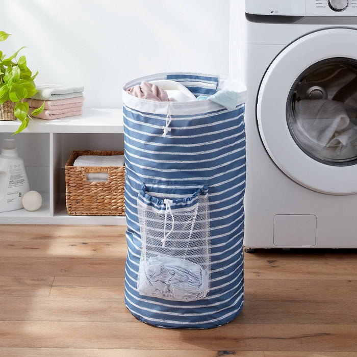 Backpack Laundry Bag Textured Striped Blue - Brightroom