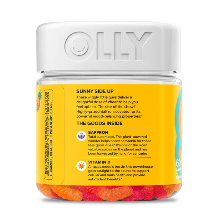 OLLY Hello Happy Gummy Worm Supplements - Vitamin D & Saffron - 60ct EXP: 12/24